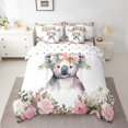 thumbnail image 2 of YST Cartoon Koala Bedding Comforter Set, 7-Piece, Chic Cherry Blossoms Cute Animal Queen Bedding Set, Pink Roses Watercolor Hand Drawn, 2 of 4