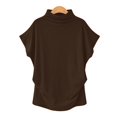thumbnail image 4 of AMERTEER Blouse Décontractée en Coton à Manches Courtes et Col Roulé pour Femmes, Grande Taille, 4 of 5