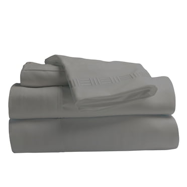 Comfy Bamboo World 9900 Series Draps Brodés Ensemble de Draps, Format Grand Lit, Gris