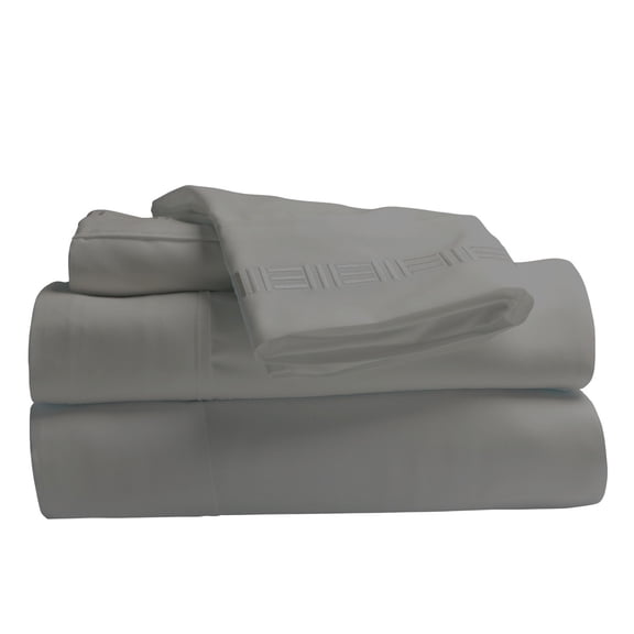 Comfy Bamboo World 9900 Series Draps Brodés Ensemble de Draps, Format Grand Lit, Gris