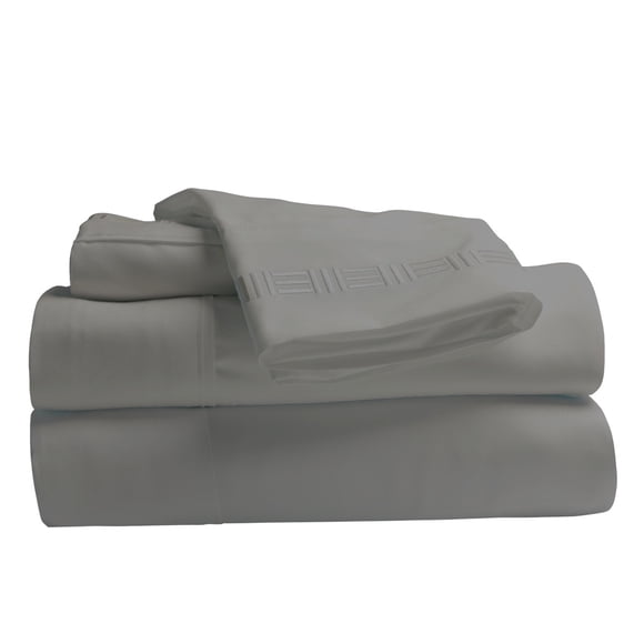Comfy Bamboo World 9900 Series Embroidered Bedsheets Sheet Set, Queen Size, Grey