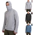 thumbnail image 3 of Chemise de Pêche Couleur Unie à Capuche Homme Mince Légère Extensible avec Trou pour le Pouce pour Randonnée Escalade Cyclisme en Plein Air, 3 of 8