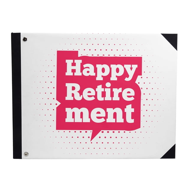 Darling Souvenir White Text Box & Dot Hardbound Cover Personalized Printed Retirement PartyGuestbookMemory Messagebook-9 x 12 Inches