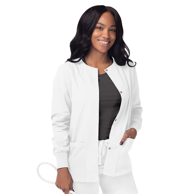 Sivvan Women's Scrubs Warm-Up Jacket / Front Snaps - Round Neck