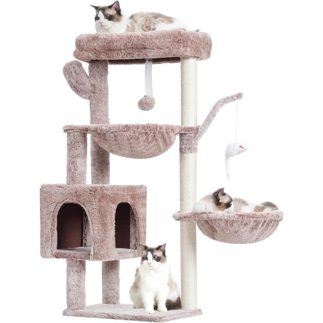 Cat Tree es Tower Condo with Scratching Post Cat Tower for Indoor Cats Fully Wrapped Sisal Pole Soft Platform Baskets and Dangling Toy Light HCTSW
