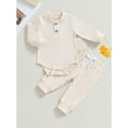 thumbnail image 2 of SUNSIOM Baby Boy 2 Piece Outfit Solid Color Button Long Sleeve Rompers and Elastic Pants Fall Clothes, 2 of 9