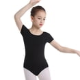 thumbnail image 2 of Aislor Filles Enfants Manches Courtes Coton Extensible Ballet Danse Gymnastique Justaucorps Tenue de Danse Noir 3, 2 of 7