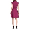 thumbnail image 3 of INSPIRE CHIC Robe-Chemise pour Femme Manches Cap Pointes Col à Pointes Taille à Nouer Boutons Mi-Longues Fuchsia S, 3 of 6