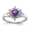 thumbnail image 1 of Bague en Argent Sterling 925 Plaquée Rhodium avec Diamant et Améthyste, 1 of 2