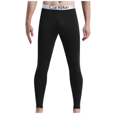 Fengqque Men's Heavyweight Cotton Waffle Long Johns thermal Underwear Bottom Black XXXL