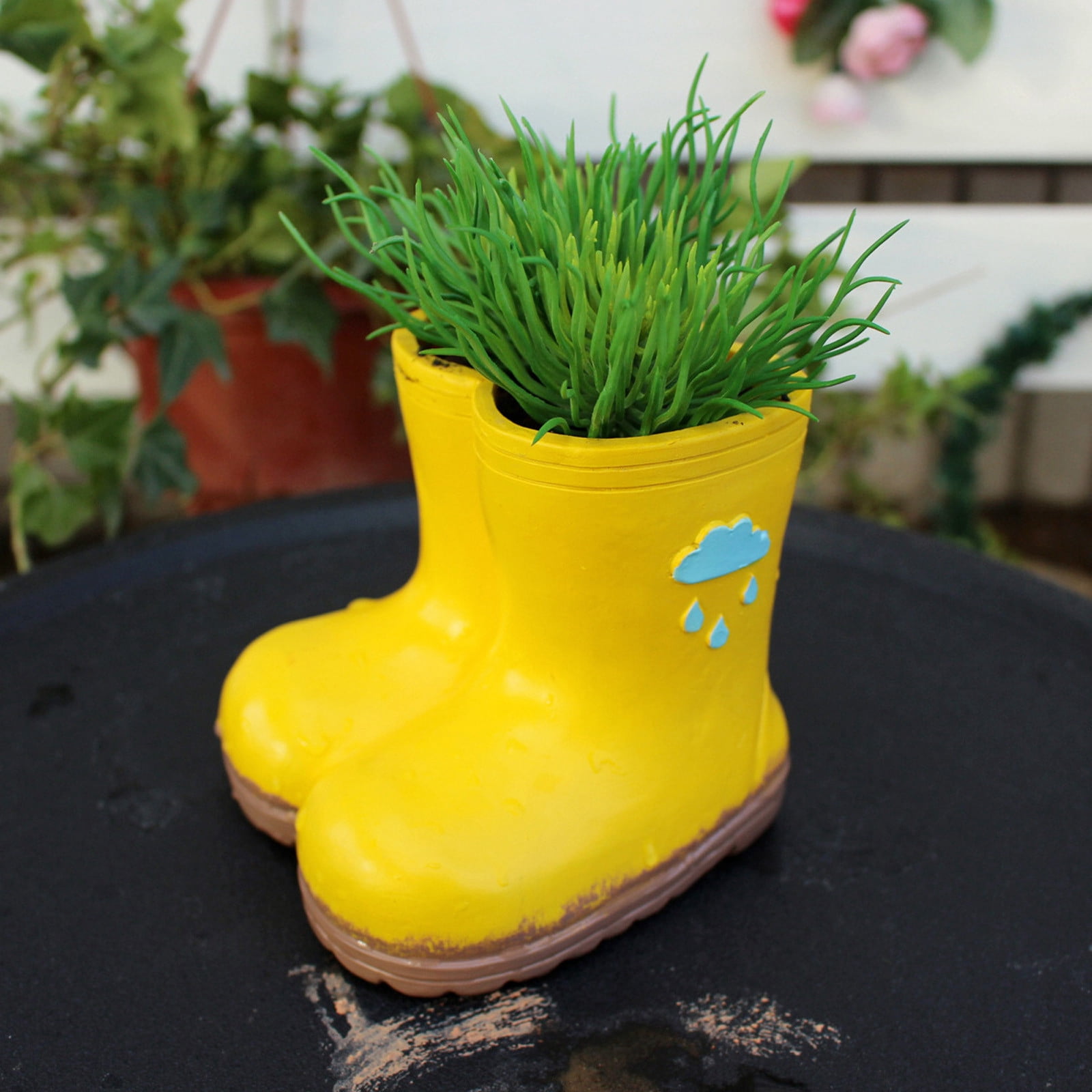 Boot Shaped Resin Flower Pot, Succulent Plant Pot, Decorative Desktop Planter, Creative Mini Resin Pot With Drainage Hole, Cute Garden Home Office Decoration Gift For Plant Lovers