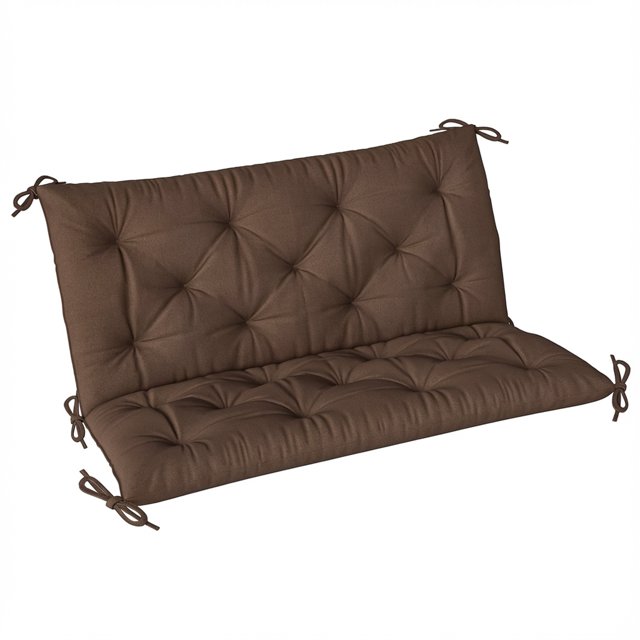 Outsunny Garden Bench Cushion with Backrest, Non-Slip 2 Seater Soft Pad