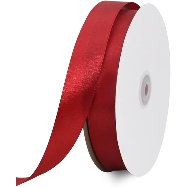 TONIFUL 1 Inch x 100yds Claret Red Satin Ribbon Wide Solid Fabric Ribbons Roll for Valentine's Day Gift Wrapping Invitation Floral Bouquets Hair Crafts Sewing Wedding New Year Eve Party Decoration