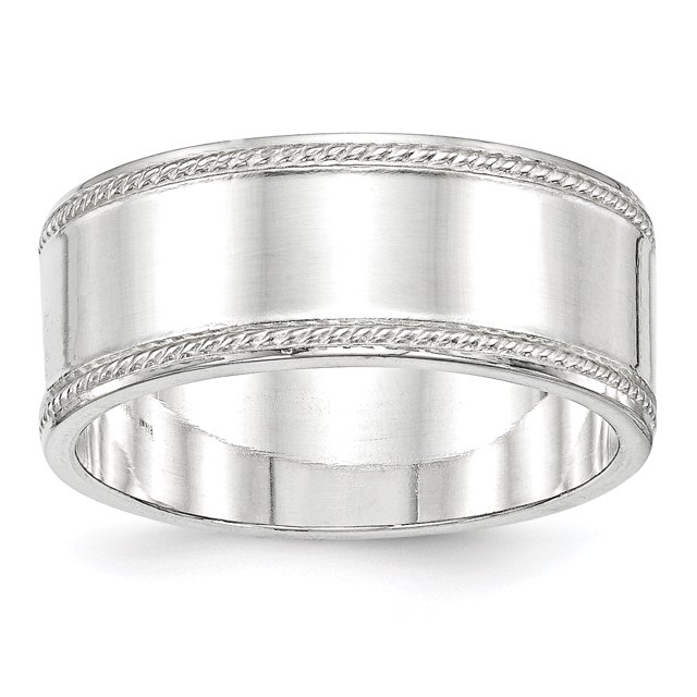 925 Sterling Silver 9.5mm Designed Edge Size 6 Band Ring