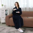 thumbnail image 4 of Ladies Zip Fleece Waffle Long Dressing Gown Fluffy Towelling Bathrobe Sleepwear, 4 of 5