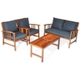 thumbnail image 2 of Gymax Ensemble de Mobilier de Patio en Bois 4 Pcs Table et Sofa Sectionnel de Jardin, 2 of 10