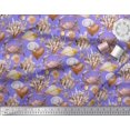 thumbnail image 2 of Soimoi Purple polyester Crepe Fabric Crab,Shell & Coral Ocean Print Fabric by Yard 52 Inch Wide, 2 of 3