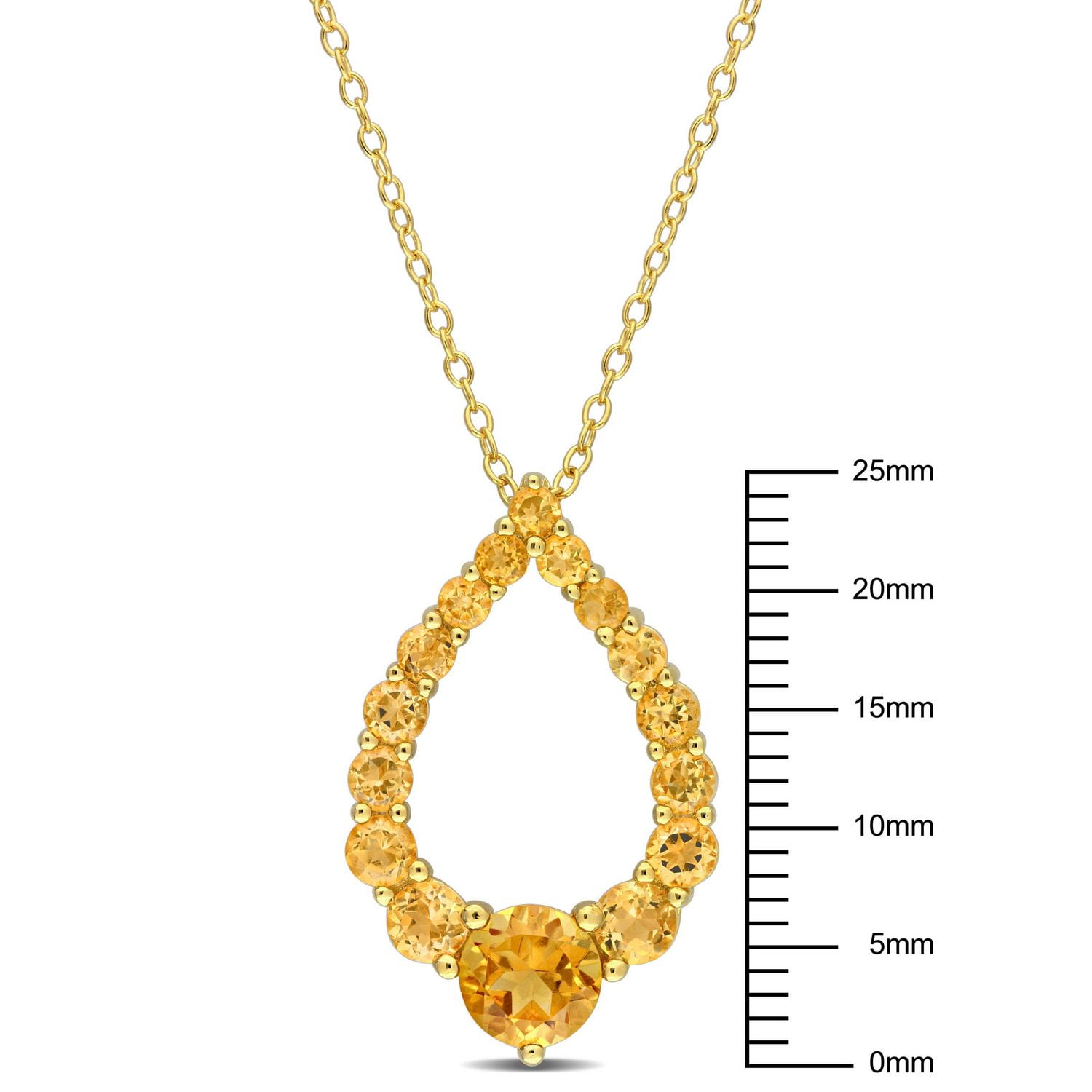 Collier pendentif en forme de goutte Miabella avec 2 Carat PBT de Citrine en Argent Sterling Plaqué Or Jaune 18K