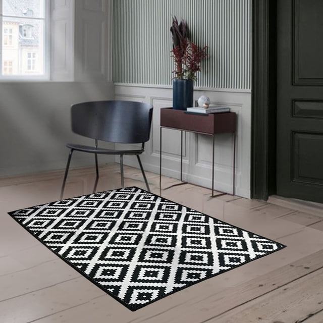 Cagogo under $5 2Pcs Outdoor Rug, Reversible Straw Door Mat, Outdoor Indoor Floor Carpet, Modern Home Entryway Rug, Natural Polypropylene Carpet Mat, Non-Slip Floor Protection Mat