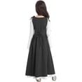 thumbnail image 3 of Xnihocha Robe Médiévale Renaissance Rétro pour Filles Halloween Manches Longues Évasées Lacée Maxi Longue Robe Noire 12, 3 of 7