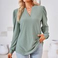 thumbnail image 2 of KIHOUT Spring Winter Womens Tops Fashion Solid Color V-Neck Long Sleeve Loose T-shirt Top Blouse, 2 of 6