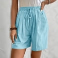 thumbnail image 4 of Timegard Shorts for Women Elastic High Waist Straight Leg Lightweight Casual Ruched Solid Color Shorts, 4 of 9