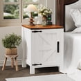 thumbnail image 1 of AKDSteel Farmhouse Nightstand With Usb Charging Station, Rustic 18" Bedside Table With Sliding Barn Door And Two-Tier Storage, 1 of 8