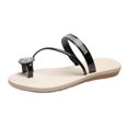 thumbnail image 1 of Pompotops Women Summer Clip-Toe Shoes Rhinestone Flats Casual Beach Sandals, 1 of 9