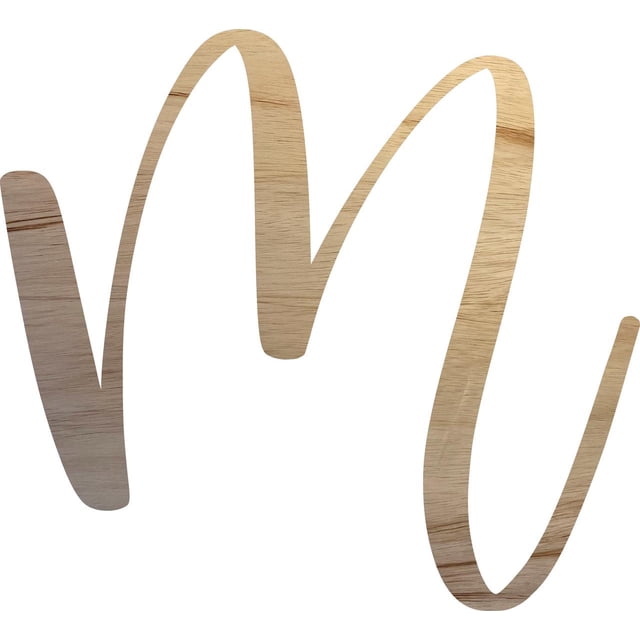 Unpainted Wood Letter M Craft, Paintable 10'' Tall Wood Alphabet Letter, DIY Nicholia Script Font
