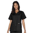 thumbnail image 1 of Landau Women's Essentials Snap Front Scrub Top, Classic Relaxed Fit, V-Neck, 4 Pockets, 1 of 1