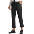 thumbnail image 4 of INSPIRE CHIC Men's Pants Solid Color Ankle Length Flat Front Trousers 32 Black, 4 of 7