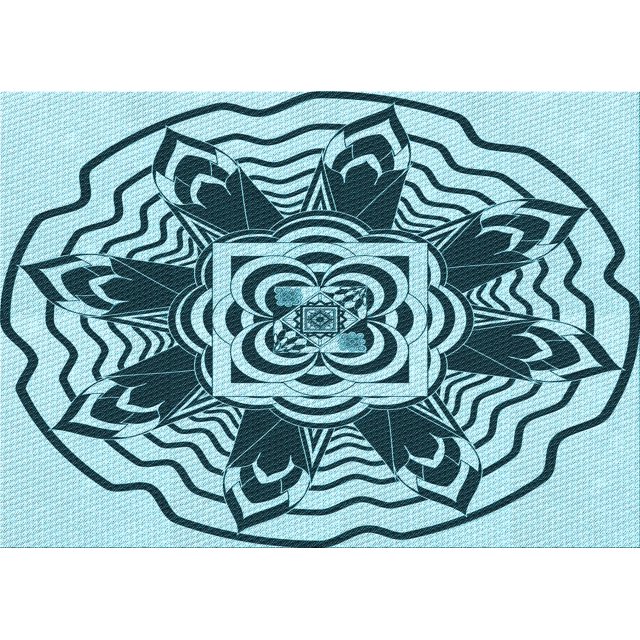 Ahgly Company Tapis d'Intérieur Rectangulaire Transitionnel Vert Sarcelle Lavable à la Machine, 7 Pieds x 10 Pieds