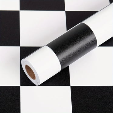 SDOTXA 1 Roll - Black and White Checkered Vinyl Flooring  15.8x196.8in  Waterproof Peel-and-Stick Tile for Kitchen & Bathroom  Easy to Install Self-Adhesive Wall Covering  Durable & Remov