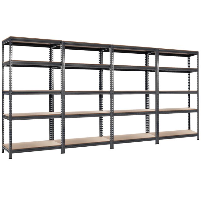Patiojoy 5-Tier Industrial Steel Storage Shelves Garage Rack with Adjustable Shelves Grey