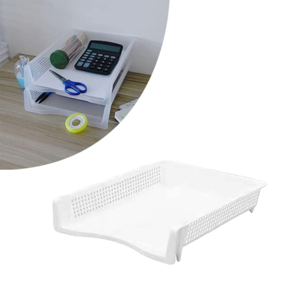 Organisateur de Dossiers Vertical Empilable Blanc - Plateau de Rangement de Documents de Bureau en Plastique Laminé, Support à Papier Durable pour l'Organisation du Bureau à Domicile, Organisateur de Dossiers, Plateau à Documents, Blanc, 1 Pce