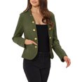 thumbnail image 4 of INSPIRE CHIC Women's Faux Suede Open Front Long Sleeve Button Decor Steampunk Jacket L Green, 4 of 6