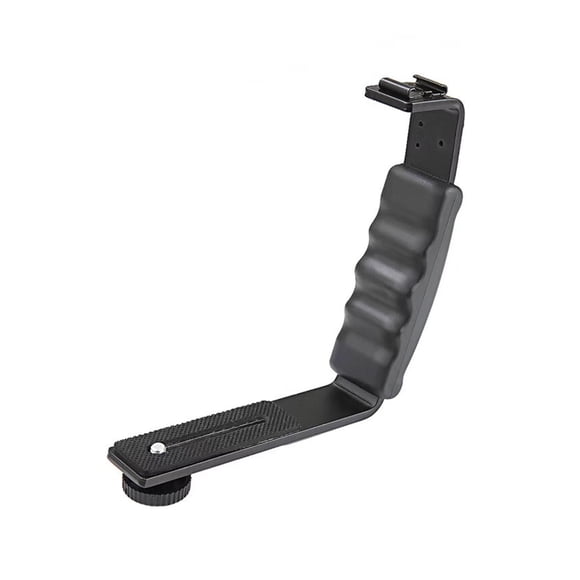 Handheld L-shaped Gimbal Expansion Bracket Holder with 2 Hot Shoe Mounts Accessory Replacement for DJI OSMO Mobile Smooth 4 Gimbal Stabilizer for Microphone Video Light