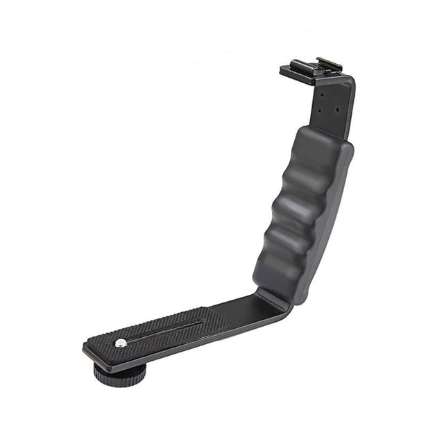 Handheld L-shaped Gimbal Expansion Bracket Holder with 2 Hot Shoe Mounts Accessory Replacement for DJI OSMO Mobile Smooth 4 Gimbal Stabilizer for Microphone Video Light