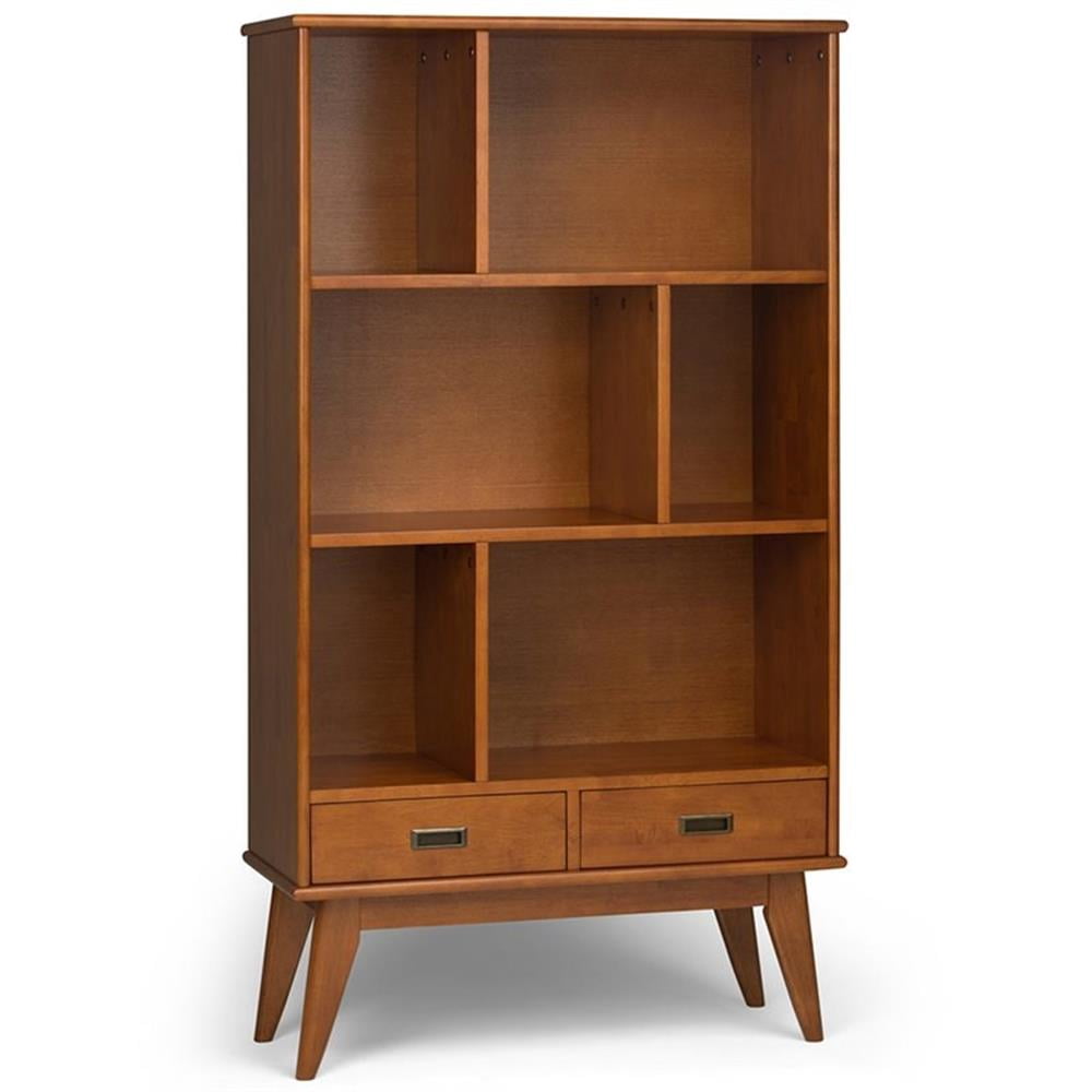 Draper Bibliothèque et Unité de Rangement Modernes en Bois Dur Massif 64 x 35 Pouces en Brun Teck