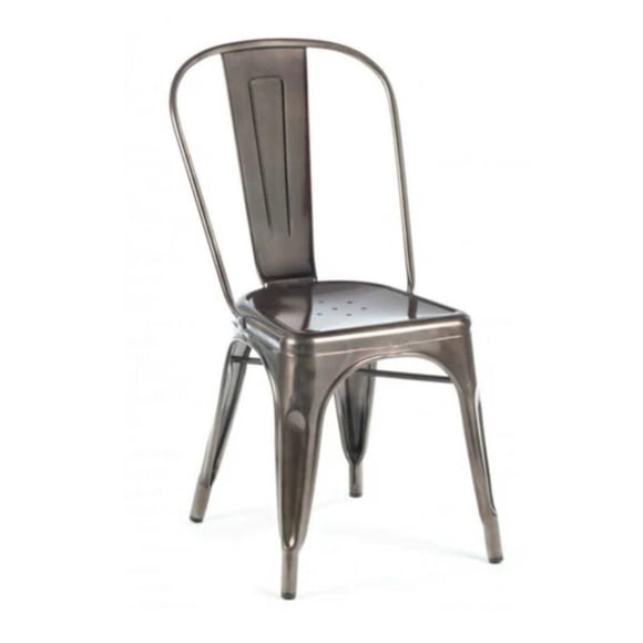 Tolix Armless Chair in Gun Metal