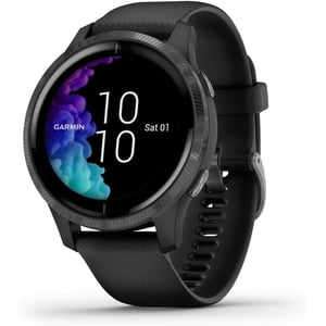 Rénové (bon) Garmin Venu Smartwatch GPS + Cellules - Granite noir avec matériel d'ardoise