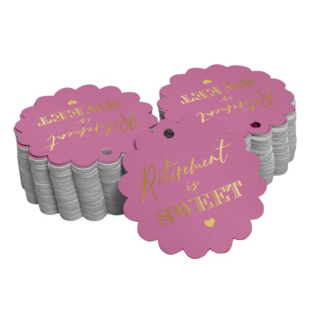 Inkdotpot Gold Foil Paper Hang Tags Retirement Is Sweet Text Favor Tags 100 Pieces