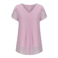 thumbnail image 4 of Birdeem T-Shirt à Manches Courtes en Chiffon Uni Décontracté Col en V pour Femmes, 4 of 5
