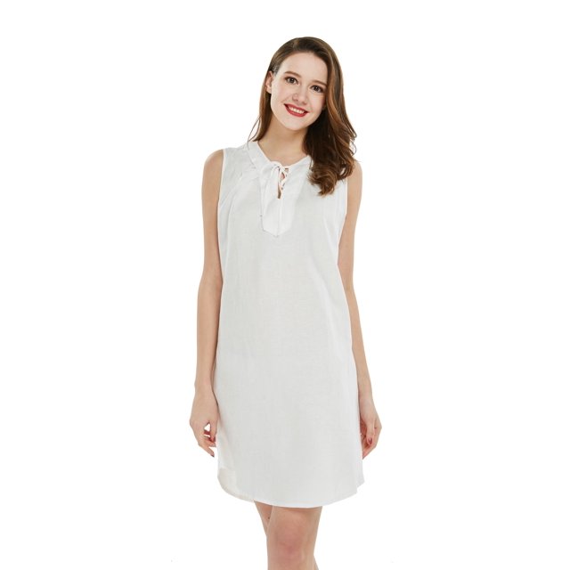 Robe Tunique Hawaïenne en Lin et Coton pour Femme, Dents de Requin, 2TG