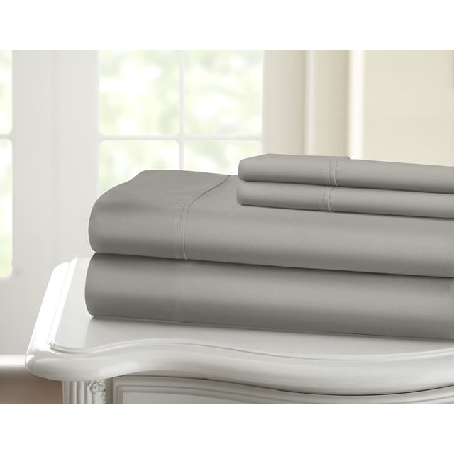 1200 Thread Count 100% Cotton Solid Sheet Set (California King, Silver)