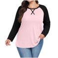 thumbnail image 2 of Yuyuzo T-Shirts pour Femmes Grande Taille à Blocs de Couleur à Manches Longues Col Ras du Cou Coupe Ample Confortable Tunique Unie T-Shirts, 2 of 7