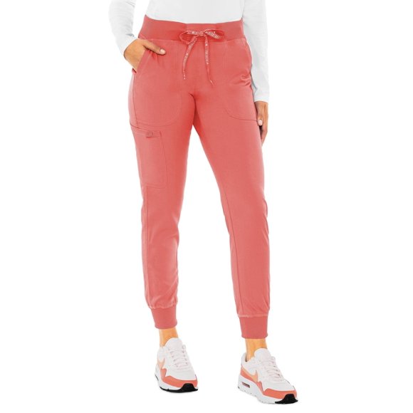 Med Couture Touch Women's Jogger Yoga Pant, Coral, Medium Petite