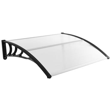 Costway Auvent de Fenêtre Extérieur 48 Pouces x 40 Pouces Auvent de Porte Auvent Extérieur Auvent Noir