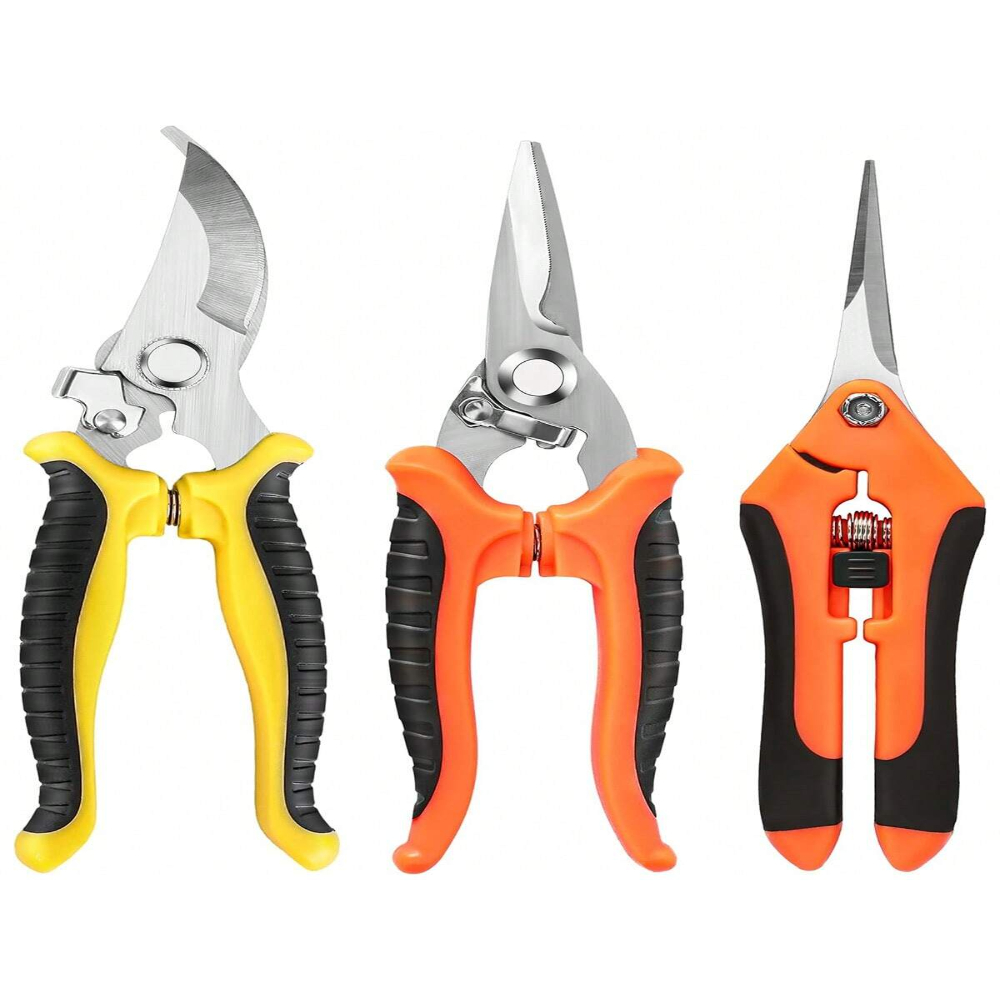 SNNROO 3 Pack Garden Pruning Shears  Stainless Steel Garden Shears  Gardening Shears  Gardening Scissors  Garden Scissors  Garden Clippers  Pruning Snips  Pruning Shears For Gardening Gar