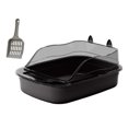 thumbnail image 3 of MERIGLARE Cat Litter Box Cat Sand Basin with High Side Cat Litter Container Durable black, 3 of 9